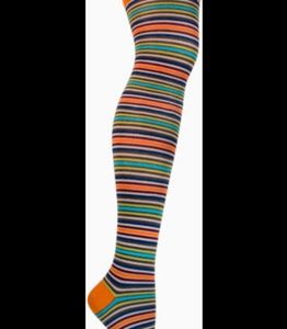 Last one! Ozone Orange Pop Stripes over the knee socks NWT